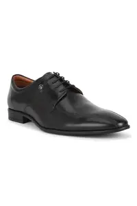 Louis Philippe Men Black Formal Leather Derby Shoes, 8 UK