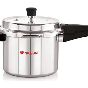 NIRLON Supreme Induction Base Outer Lid Aluminium Pressure Cooker, 5 Liters, Silver price in India.