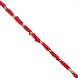 Traditional Red Mauli Rakhi with Golden Thread Accents, Religious Thread Bracelet (RED)
