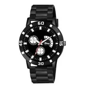 1197|Black Dial Rubber Strap Stylish Analog Watch for Men-Roman/BRONW