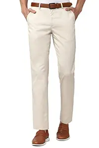 Peter England Men's Slim Casual Pants (PCTFSSLB846829_Cream_36)