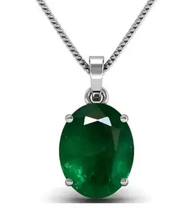 JAGDAMBA GEMS AA++ Quality Certified Natural 7.25 Ratti 6.50 Carat Green Emerald Panna Gemstone Panchadhatu Silver Plating Locket Pendant for Men and Women