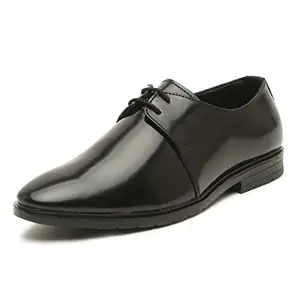 MUTAQINOTI Men's Jet Black Luxury Patent Leather Derby Shoes for Men Formal 10 UK (VXPLJB) (Goel)