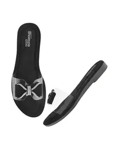 Shoetopia Stylish Embellished Black Flats For Women /EU41