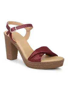 INC.5 Women Maroon Solid Platform Sandals