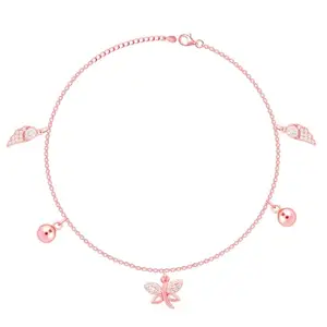 GIVA 925 Silver Rose Gold Butterfly Dance Anklet,Single | Anklets for Women and Girls | With Certificate of Authenticity and 925 Stamp | 6 Months Warranty