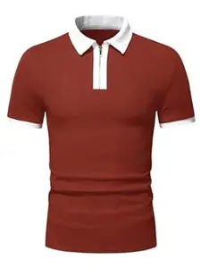 TAGDO Men's Waffle Knitted Polo Neck Regular Fit Tees