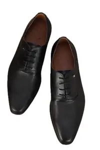 Louis Philippe Men Black PU Oxford Shoes