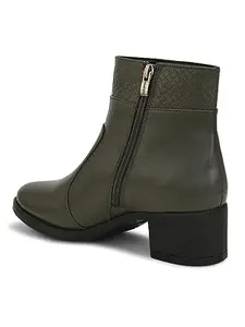 ALLEVIATER LEATHER Alleviater Casual Olive Man Made Leather Boots for Women