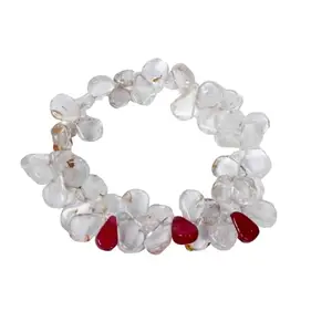 gemsindia 6" Beautiful White & Pink Quartz Fancy Beads Handmade Designer Bracelet Jewelry