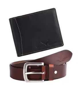 Urban Leather for Men Black Genuine Leather Wallet and Brown Leather Belt Men's Combo Gift Set Combo Leather Gifts for Husband
