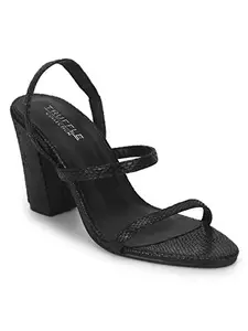 TRUFFLE COLLECTION Women's TONIC2 Black PU Fashion Sandals - 7