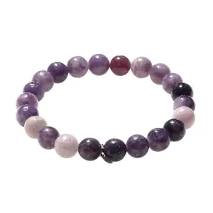 AAMRAPALI SILVER GEMS AAMRAPALI Lepidolite Bracelet | Stone Beads Bracelet | Focus on Heart Chakra | Stunning Gem Patterns Tones | I find solace in moments of calm. Lepidolite is the serenity stone. With its calming energi
