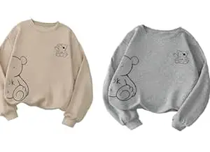 TAGAS Bear Graphic Sweatshirt for Women | Trendy Oversized Pullover Sweatshirts | Soft Fleece Pullover Winterwear