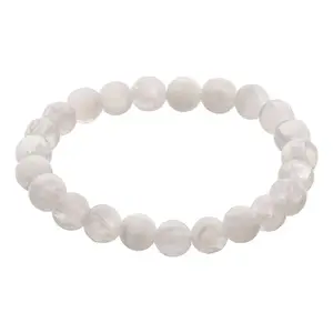 KSA ENTERPRISE Selenite Crystal Bead Bracelet – Healing Crystal Bracelet for Women and Men's Gifts – 8mm Round Beaded Stretchy Healing and Protection Gemstone Bracelet