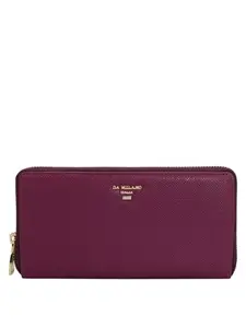 Da Milano Genuine Leather Purple Zip Around Womens Wallet (0840OL)