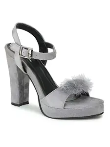 Shezone Women's Grey Color Heels (V_8018_Grey_35)