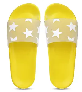 Pampy Angel Transparent Stars Women's Flip Flops Slides Back Open Household Comfortable Slippers Yellow,41 (Euro)