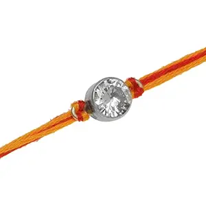 Silverwala 925-92.5 Sterling Silver Rakhi with Cubic zirconia stones free size for all age group for mens,boys and kids