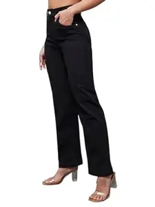 Miss Chase Women's Wide-Leg High-Rise Regular-Length Stretchable Shaping Denim Jeans