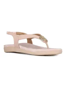 Inc.5 Womens Peach Solid Round Toe V-strap Fashion Sandals