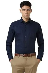 Van Heusen Men's 100% Cotton Slim Fit Checkered Solid Shirt