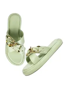 The White Pole Comfortable Slip on Slides Wedges Platform Light Weight Trendy Party Wedges Sandals For Women