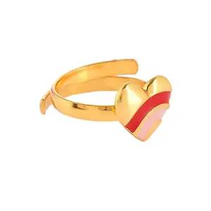 VOYLLA Valentine's Day Collection Pink and Red Enamel Hearts Ring