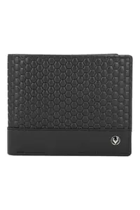 Allen Solly Men Black Textured Genuine Leather Wallet