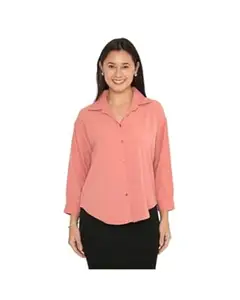 Women's Premium Soft Formal Shirt | Relaxed Fit | Office Wear | 3/4 Bracelet Sleeves | High-Low Pattern | Buttoned Cuff | Drop Shoulder