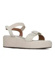 Inc.5 Womens Cream Solid Round Toe Wedge Heel Sandals