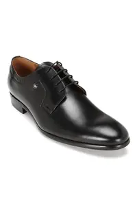Louis Philippe Men Black Leather Derby Shoes