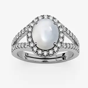 LMDLACHAMA 3.25 Ratti 2.50 Carat Certified White Fire Opal Gemstone Silver Adjustable Ring Gift for Womens And Girls