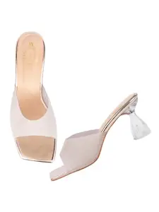 Shoetopia Embellished Golden Sparkle Block Heeled Sandals For Women & Girls