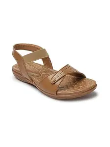 ICONICS Women's ICN-ST-W-20 Slingback Comfortable Sandal for Casual Daily I Office Use Tan Flat 4 Kids UK