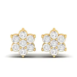 Perrian Cluster Diamond14K Yellow Gold Earring in Real Diamonds | Cluster Diamond Earring | SI-IJ Clarity