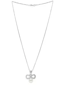 Mannash 925 Sterling Silver|Infinity Bow With Pearl Sterling Silver Pendant | Gifts for Women, Girls, Wife, Mother, Girlfriend, Sister, Daughter | With Certificate of Authenticity and 925 Stamp