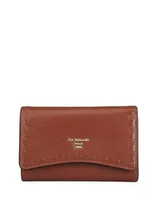 Da Milano Genuine Leather Orange Trifold Womens Wallet (10182)