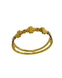 18K Gold-Plated Floral Charm Bangle Bracelet, Adjustable Size, Traditional Design