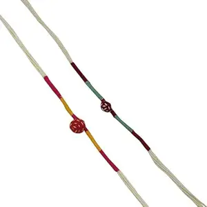 VIYANSHI Handmade Eco-Friendly Gunthan Moli Combo Pack Rakhi Set | Simple Thread Design for Brother, Sister, Bhai & Bhabhi | Traditional Sacred Moli with Roli & Chawal (cream gunthan rakhi 2)