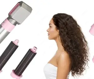 TechKing (HOT DEAL WITH 20 YEARS WARRANTY) 5 in 1 Hot Air Styler Hair Dryer Comb Multifunctional Styling Tool for Curly Hair machine for Straightening Curling Drying Combing Scalp Massage Styling For Women- BABY PINK