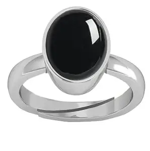 GEMS RIVER Natural Certified 5.25 Carat Black Sulemani Hakik Gemstone Adjustable Ring For Men Or Women's