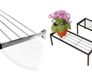 CONCEPT & SOLUTIONS 5 Pipes x 5 Feet -Foldable Wall Mounted Cloth Dryer/Clothes Stand (6 Pipes, 5 feet) and Metal Plant/Pot Stand for Garden | Planter Stand for Indoor & Outdoor |Black - Pack of 4| Combo Pack|CS-569