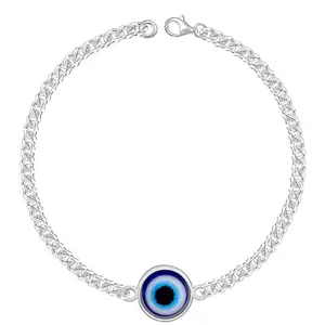 GIVA 925 Silver Evil Eye Style Bracelet For Him, Adjustable | Studs to Gift Men & Boys| With Certificate of Authenticity and 925 Stamp | 6 Months Warranty