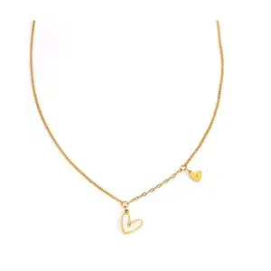 MYKI Heart Charm Pendant Necklace for Women Gold Plated Adjustable Chain Jewelry Gift
