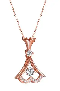 MEENAZ Necklace for women pendant for women necklace for girls rose gold pendant for women girlfriend best friend gifts for girlfriend long Chain neck chains American diamond stylish ad cz -564