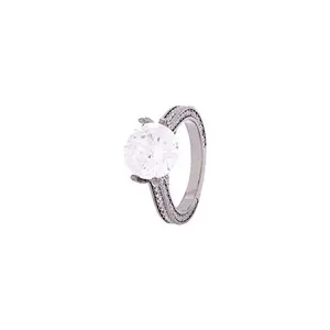 Voylla Round Cut American Diamond CZ Gemstone Adorned Ring
