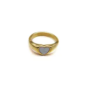 PALMONAS White Heart Ring- 18k Gold Plated (Size - 6)