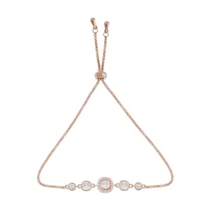 Kushal's Fashion Jewellery White Rose Gold Polished 92.5 Sterling Silver Bracelet for Women, With Adjustable Chain, Best forOffice Wear - 437637