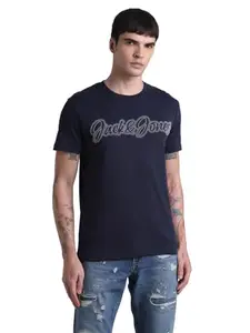 Jack & Jones Men's Slim Fit T-Shirt (12265138-Navy Blazer_Navy